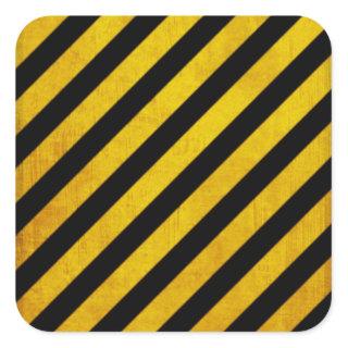 Grunge hazard stripe square sticker