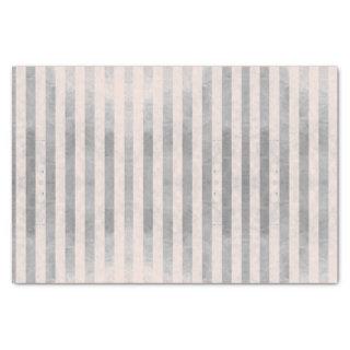 Grunge Metallic Silver Blush Stripe Decoupage Tissue Paper