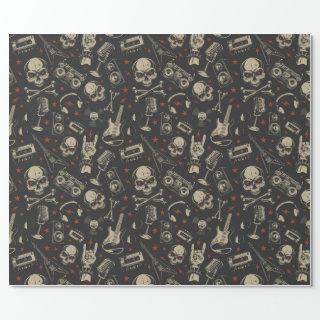 Grunge music skull crossbones pattern