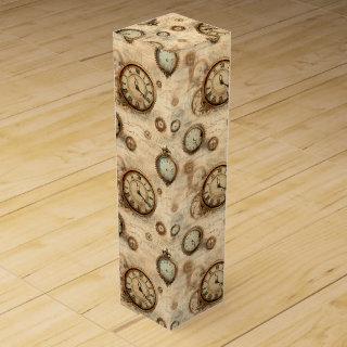Grunge Rustic Steampunk Clock (6) Wine Box