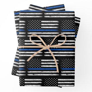 Grunge Thin Blue Line Police Officer Retirement  Sheets