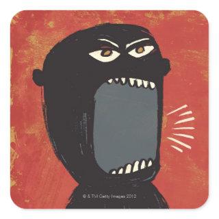 Grungy Angry Man Square Sticker