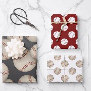 grungy baseballs softballs coordinating set of 3  sheets