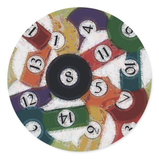 GRUNGY BILLIARDS BALLS CLASSIC ROUND STICKER