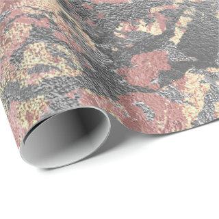 Grungy Molten Silver Rose Gold Pink Marble Metal