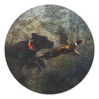 GSP , Hunting pheasant    Classic Round Sticker