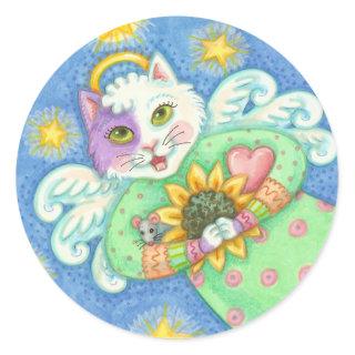 GUARDIAN ANGEL, CAT STICKERS Round, Closeup, Sheet