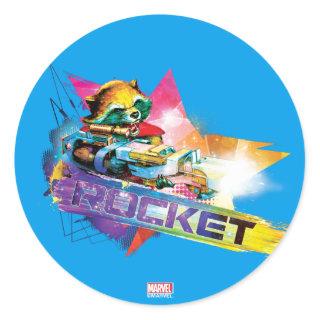 Guardians of the Galaxy | Rocket Neon Graphic Classic Round Sticker