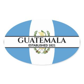 Guatemala Established 1821 National Flag Oval Sticker