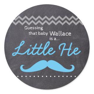 "Guessing baby Boy" - "Little He" Gender Reveal Classic Round Sticker