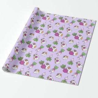 Guinea Pig and Radish in Lavender Pattern