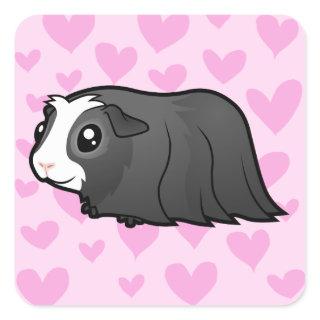 Guinea Pig Love (long hair) Square Sticker