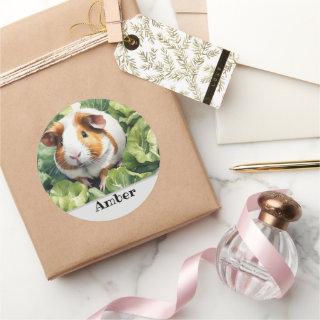 guinea pig name gift wrapping classic round sticker