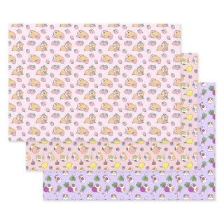 Guinea pig pattern set of three  sheets