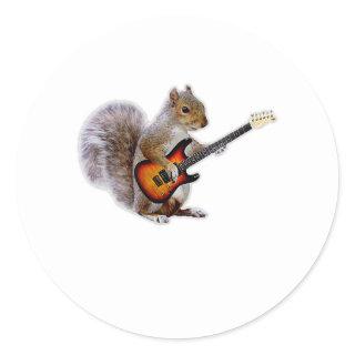 Guitar Lover | Squirrel Playing Guitar Classic Round Sticker