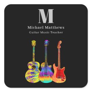 Guitar Teacher Music Lessons Custom Square Sticker