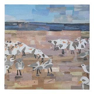 "Gulls on the Beach" Cut Paper by Willowcatdesigns Faux Canvas Print