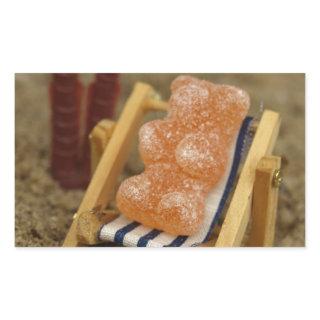 Gummy Bear Relaxing on Beach Rectangular Sticker