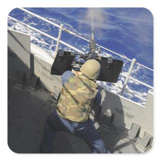Gunners Mate firing a 50 caliber machine gun Square Sticker