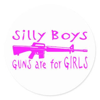 GUNS ARE FOR GIRLS CLASSIC ROUND STICKER