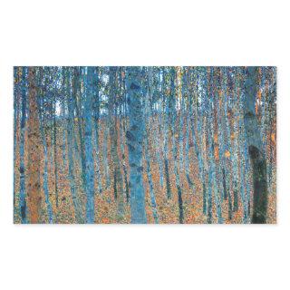 Gustav Klimt Beech Tree Forest Grove Rectangular Sticker