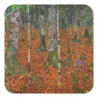 Gustav Klimt - Birch Wood Square Sticker