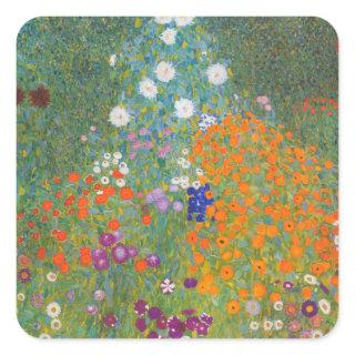 Gustav Klimt Flower Garden Cottage Nature Square Sticker
