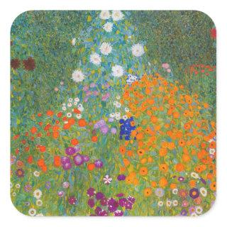 Gustav Klimt - Flower Garden Square Sticker