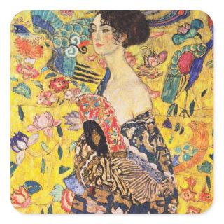 Gustav Klimt Lady With Fan Square Sticker