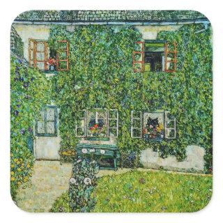 Gustav Klimt - The House of Guardaboschi Square Sticker