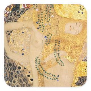 Gustav Klimt - Water Serpents I Square Sticker