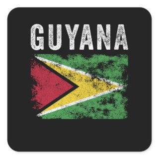 Guyana Flag Distressed - Guyanese Flag Square Sticker