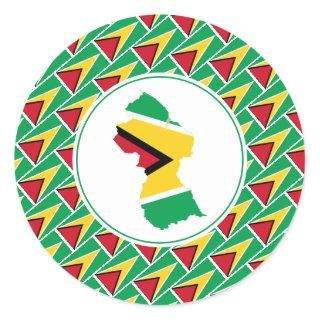 GUYANA FLAG Guyanese Map Stylish Patriotic Classic Round Sticker