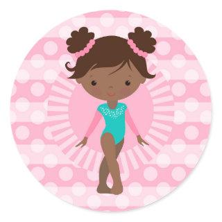 Gymnast - Cute Gymnastics African American Classic Round Sticker