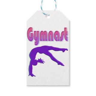 Gymnast Power Tumbling Purple Metallic Gift Tags