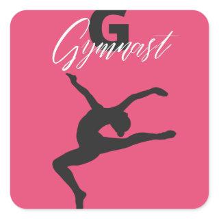 Gymnastics Monogram G is for Gymnast   Square Sticker