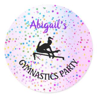 Gymnastics Shades of Color and Stars All Over Classic Round Sticker