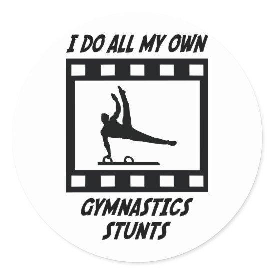 Gymnastics Stunts Classic Round Sticker