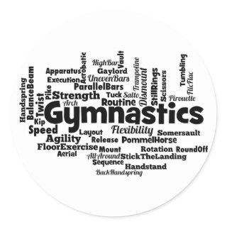 Gymnastics Word Cloud Classic Round Sticker