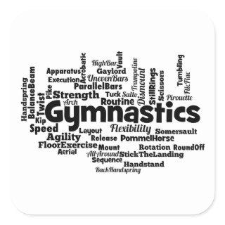 Gymnastics Word Cloud Square Sticker