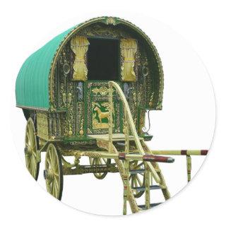 Gypsy bowtop caravan classic round sticker