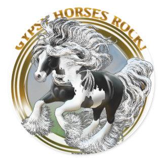 Gypsy Horses Rock Classic Round Sticker