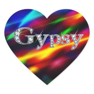 Gypsy in Faux-Diamond Bling Heart Sticker