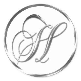 H Monogram Faux Silver Envelope Or Favor Seal