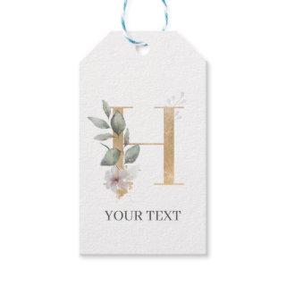 H Monogram Floral Personalized Gift Tags