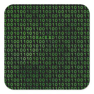 HACKED Computer Code Square Sticker