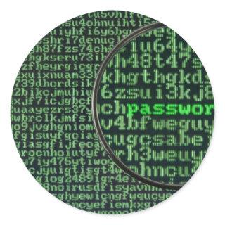 Hacking for password classic round sticker