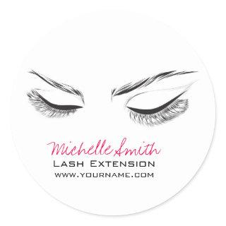 Hair and beauty Lash Extension company branding Classic Round Sticker