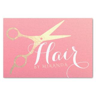 Hairstylist Makeup Salon Modern Pink Gold Scissors Tissue Paper