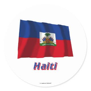 Haiti Waving Flag with Name Classic Round Sticker